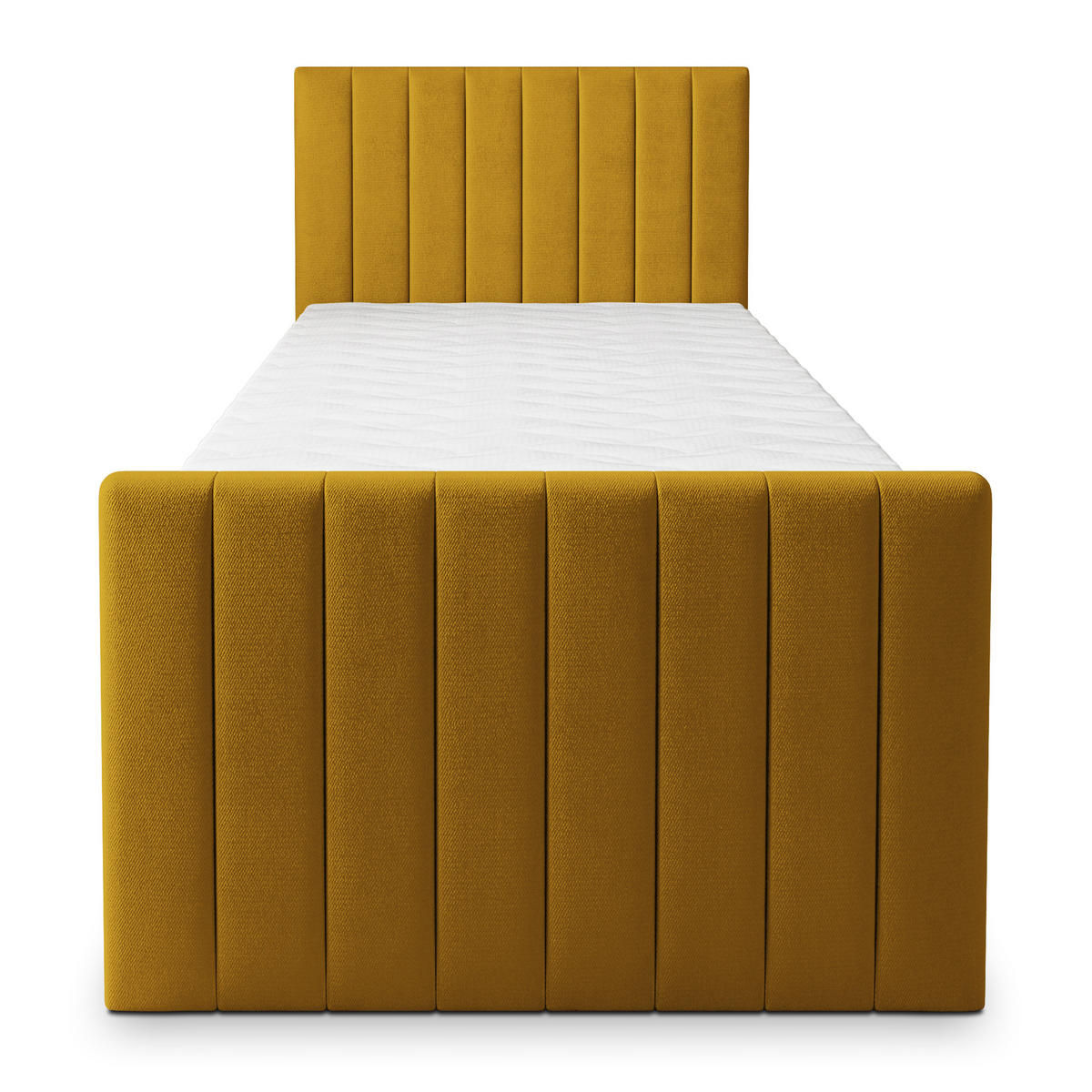 BOXBETT ARION 90 90x200 cm mit Matratze und Topper, H2+H3 - Gelb - Gelb, Holz (90/200cm) - MASSENO