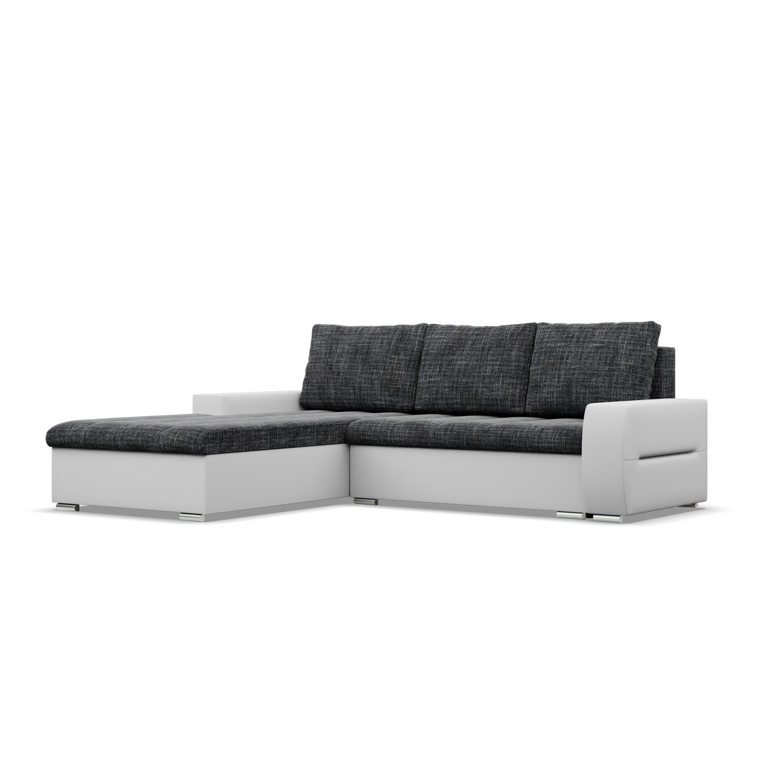 ECKSOFA MIT SCHLAFFUNKTION AURORA LINKS, Schwarz + Grau - Schwarz/Grau, Textil (243/200cm)