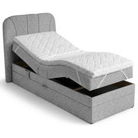 BOXSPRINGOVÁ POSTEL Romeo, jednolůžko s elektrickým polohováním matrace, 90x200 cm, šedá - šedá, textil (90/200cm) - Beautysofa