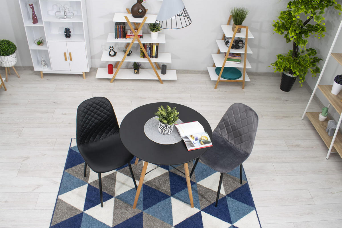 STUHL PIENZA 1 Stück, Grau, mit Samtstoff gepolstert - Anthrazit, Textil/Metall (45/88/51cm) - Komodee