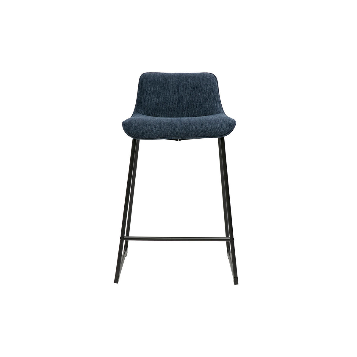 BARHOCKER Dunkelblauer Samtstoff Texturiert Metall H65 cm 2er-Set BOOST - Dunkelblau, Textil (45/82.5/49.5cm) - Miliboo