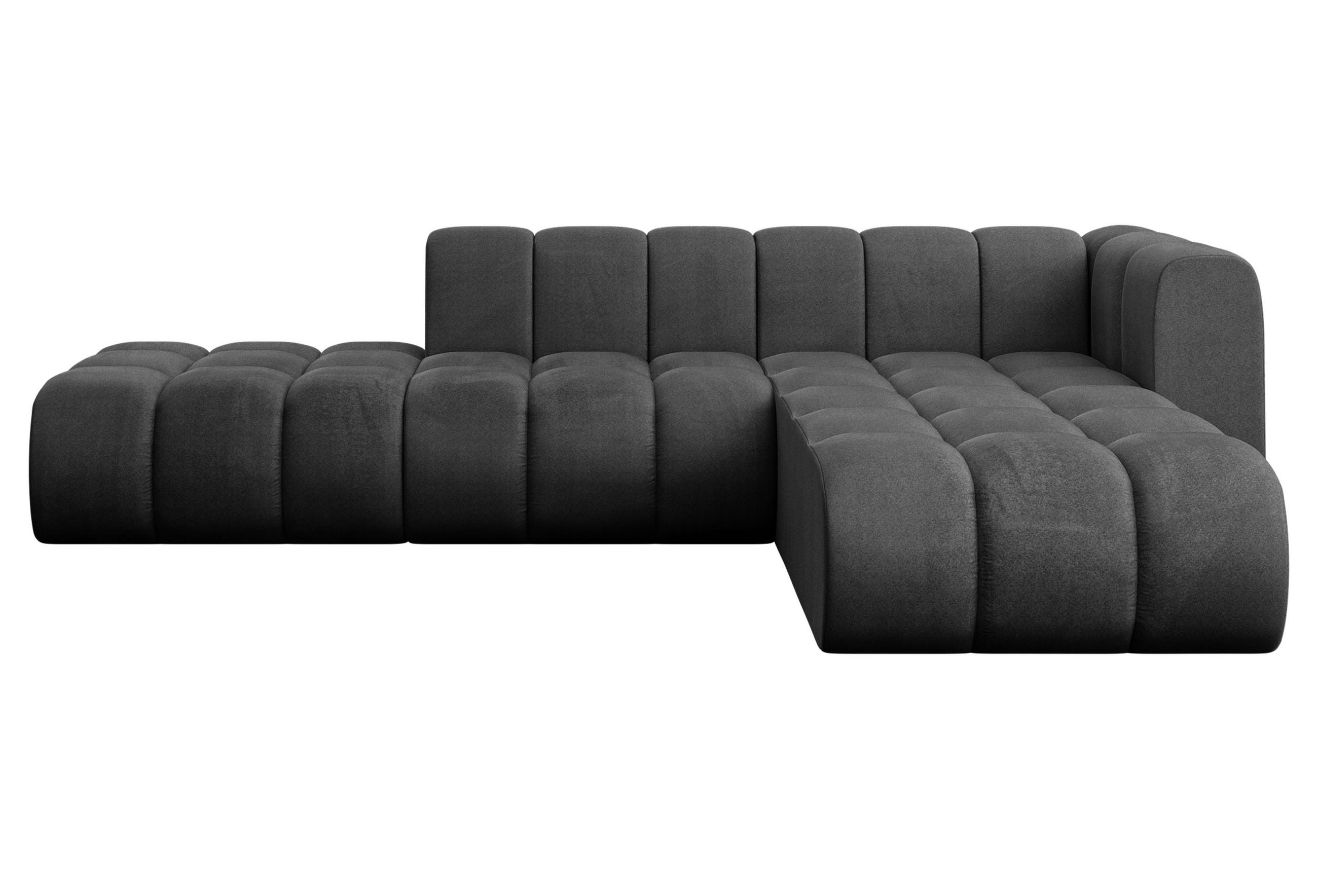 ECKSOFA modulares Sofa Zuvon-L1 - 296x177x70 cm Schwarz - Schwarz, Holzwerkstoff/Textil (296/177cm) - ALTDECOR