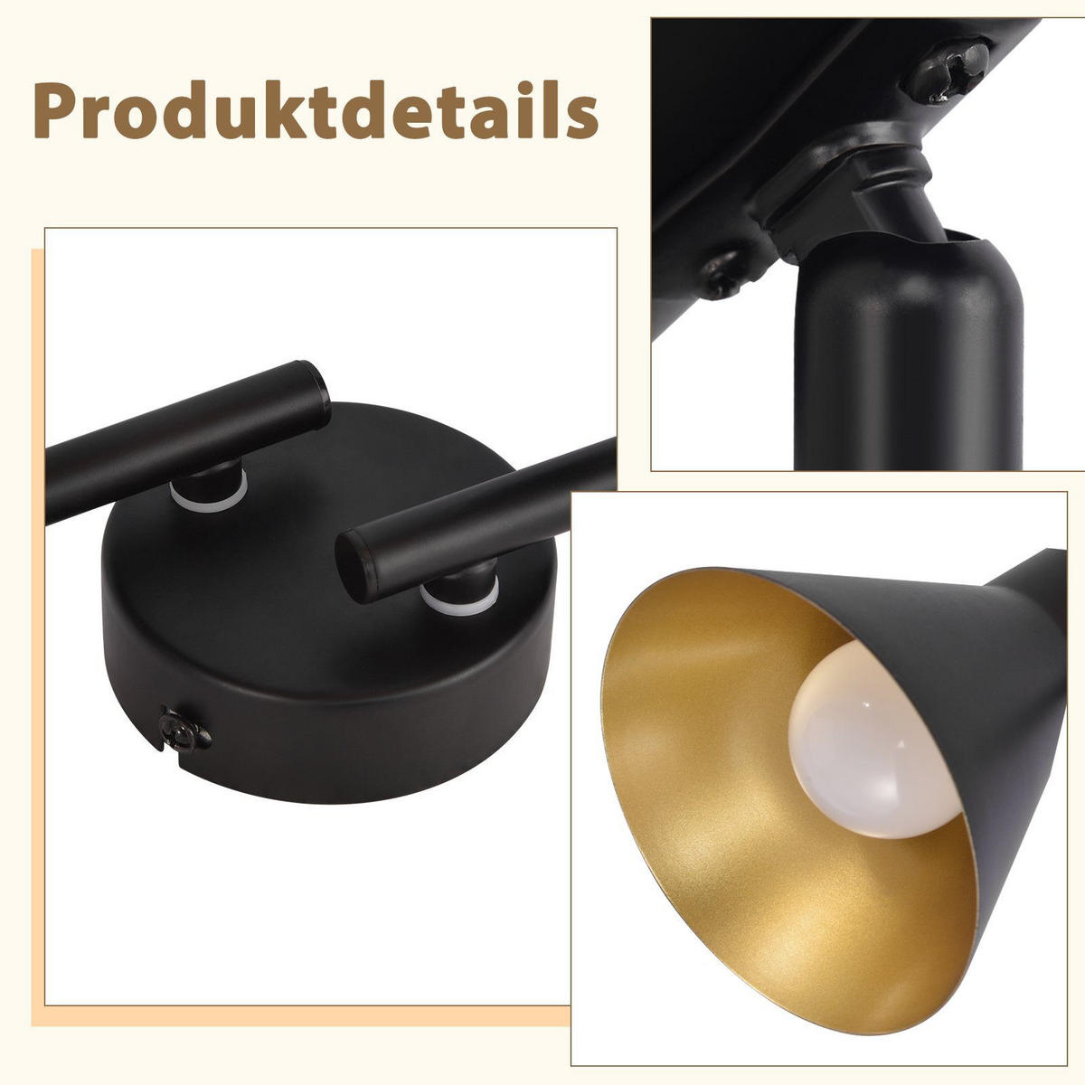 DECKENSTRAHLER Daenerys 70/11/21cm - Schwarz, Metall (70/11/21cm) - ZMH