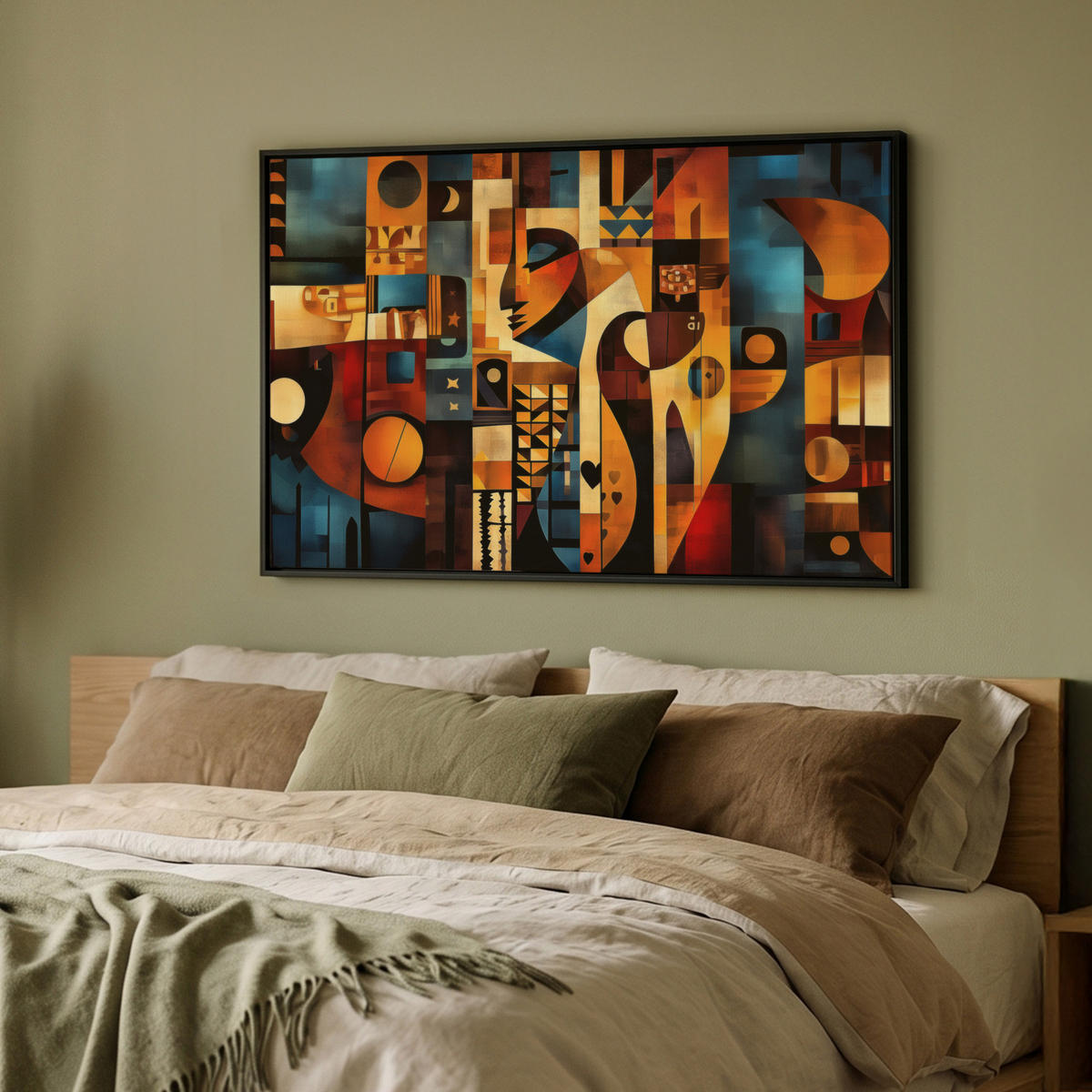 LEINWAND Bilder mit Rahmen - Figuren - Abstrakt - Symbole - 90x60 - Terracotta, Textil (90/60cm) - MuchoWow