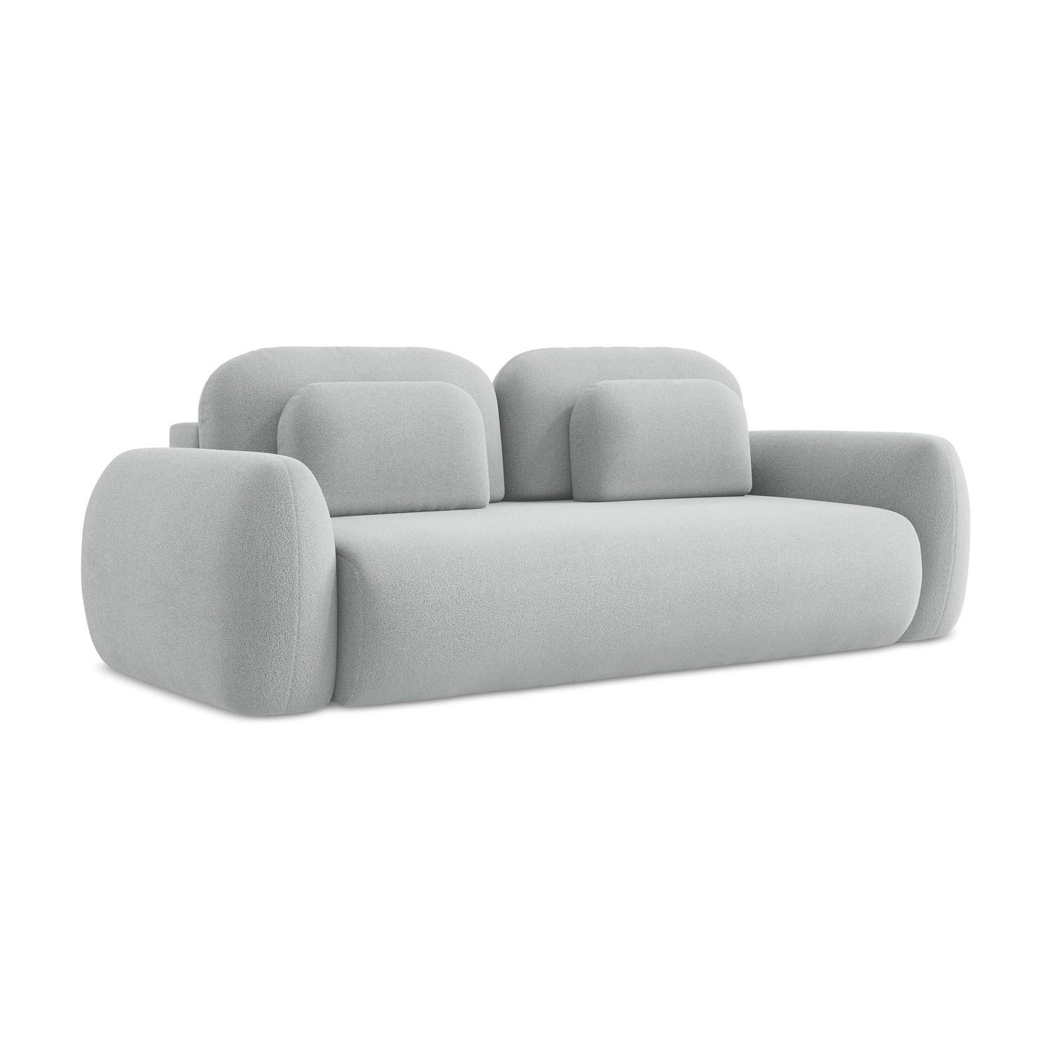 3-SITZER SOFA mit Schlaffunktion Bouclé Stoff Grau - Hellgrau/Schwarz, Holzwerkstoff/Kunststoff (266/95/121cm) - LaMiaSofa
