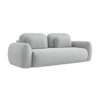 3-SITZER SOFA mit Schlaffunktion Bouclé Stoff Grau - Hellgrau/Schwarz, Holzwerkstoff/Kunststoff (266/95/121cm) - LaMiaSofa