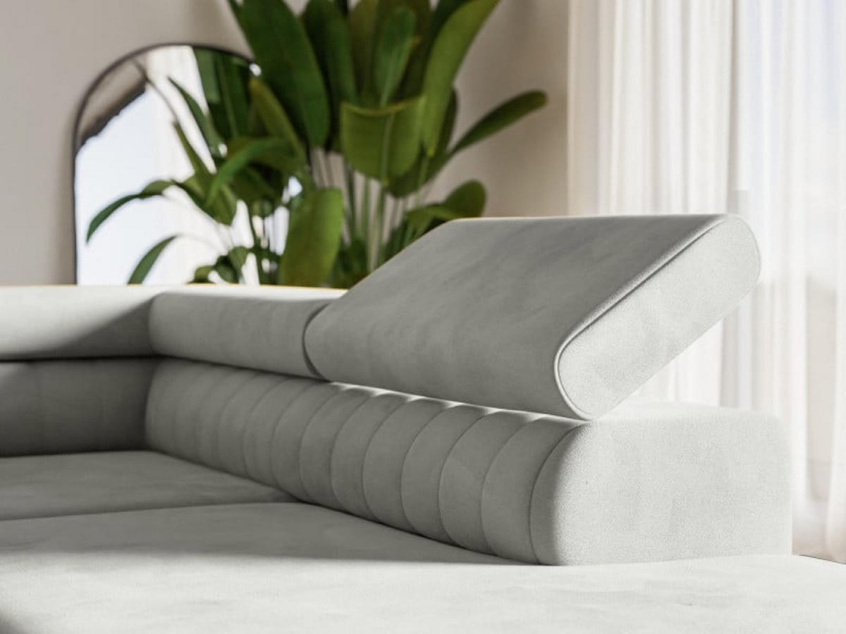 ECKSOFA Grau NOLA Matt Velvet Silberne Beine Rechts - Grau, Textil (203/274cm) - Sepro Meble