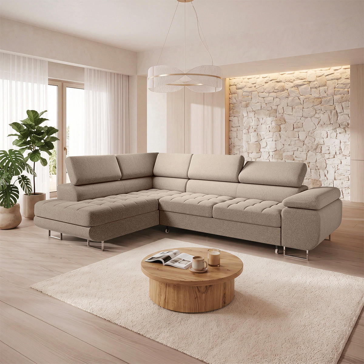 ECKSOFA Eden 4 Sitzplätze Taupe - Taupe, Textil (271/201cm) - Petits-meubles