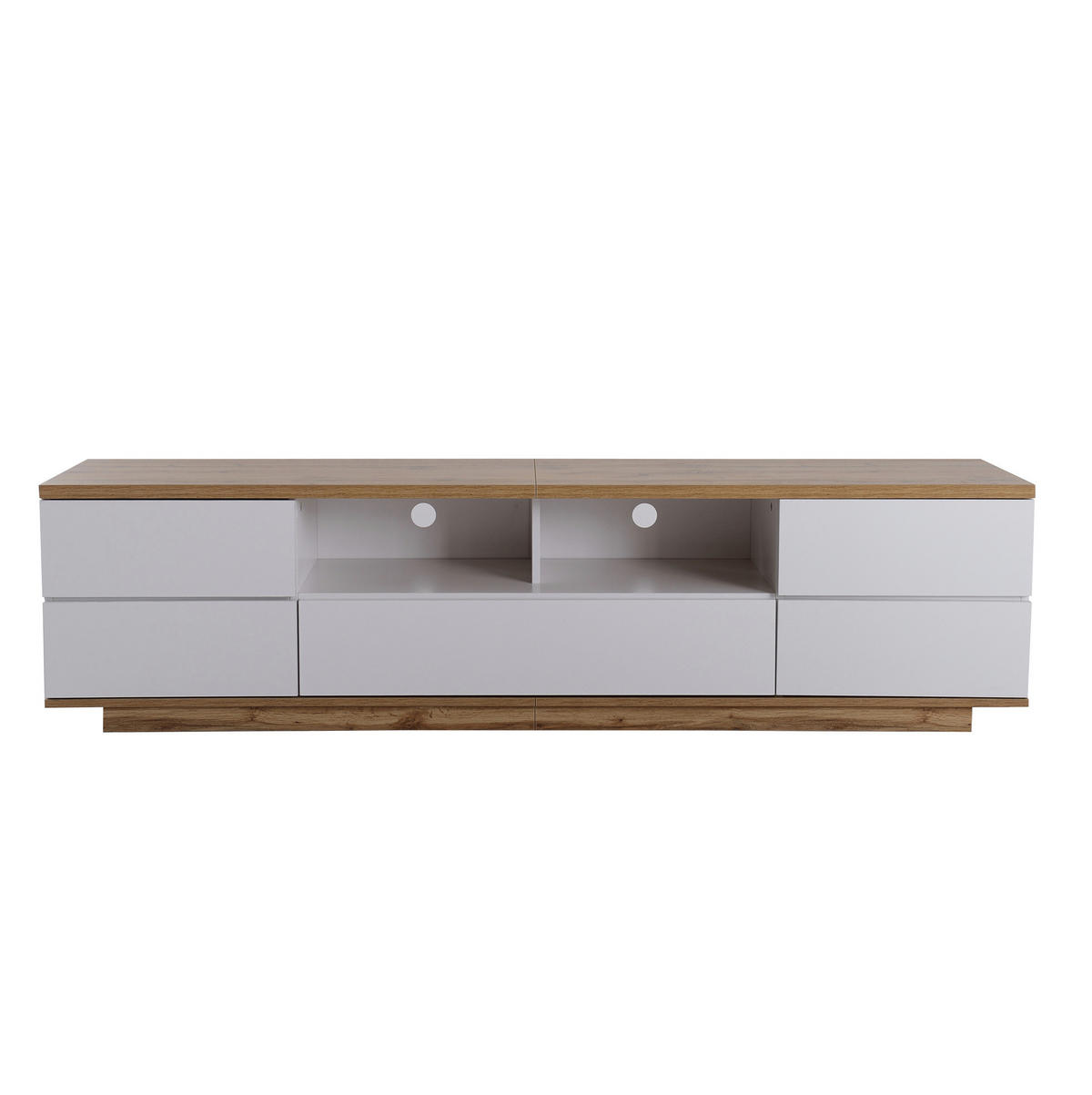 TV ormarić 180/38/46 cm bijelo-drvene boje od MDF-a s rešetkastim vratima - bijela, drvni materijal (180/46/38cm) - OKWISH