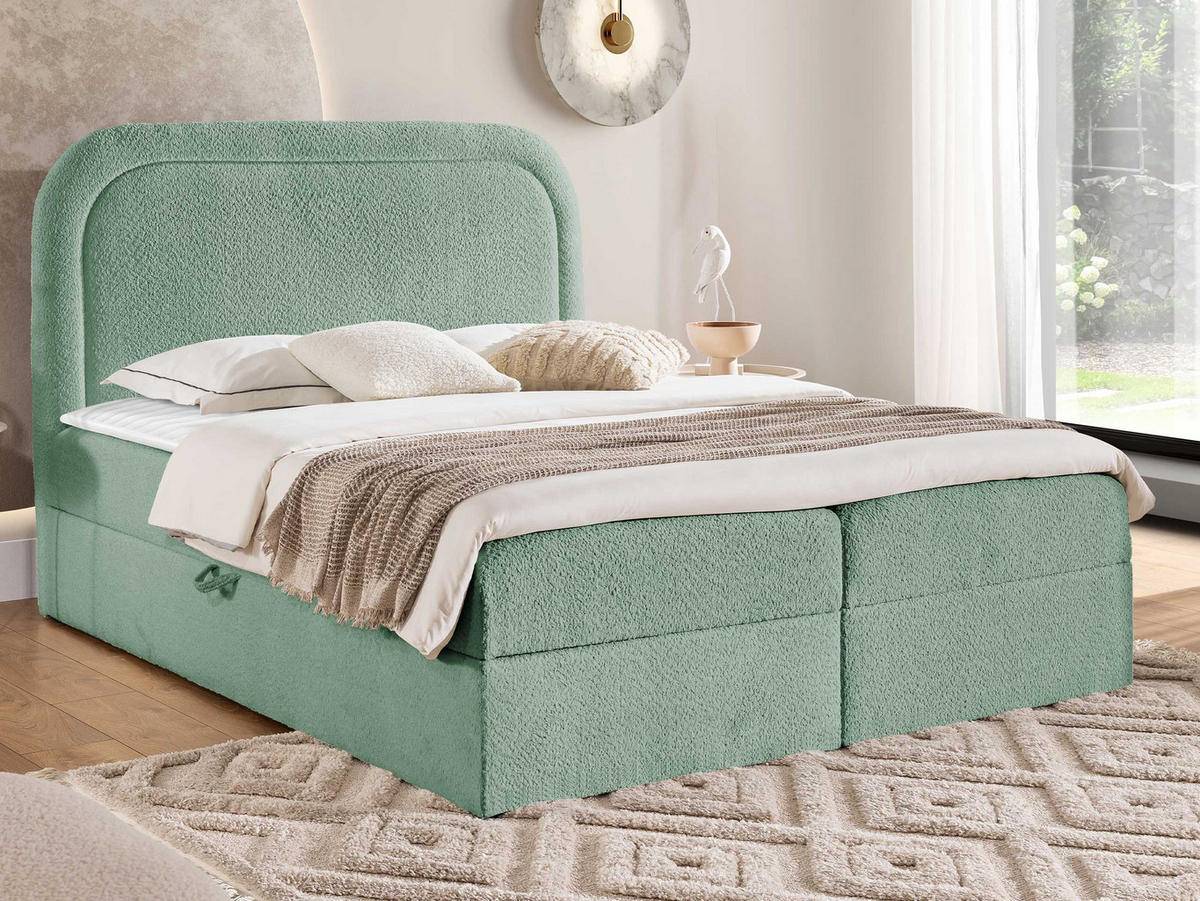 BOXBETT Bonito - Schwarz/Mintgrün, Holz/Holzwerkstoff (160/200cm) - MIRJAN24