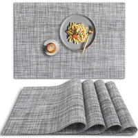 PLATZSETS (4er-Set) – 30 x 45 cm – Grau - Grau, Leder (30/45cm)