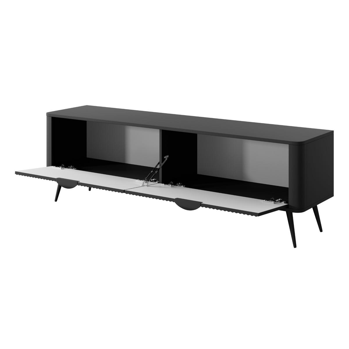 TV-ELEMENT LEKNES RTV1 Reliefierte Fronten aus MDF-Platte Schwarz Schwarz - Schwarz, Glas/Holzwerkstoff (163/51/38cm) - Komodee