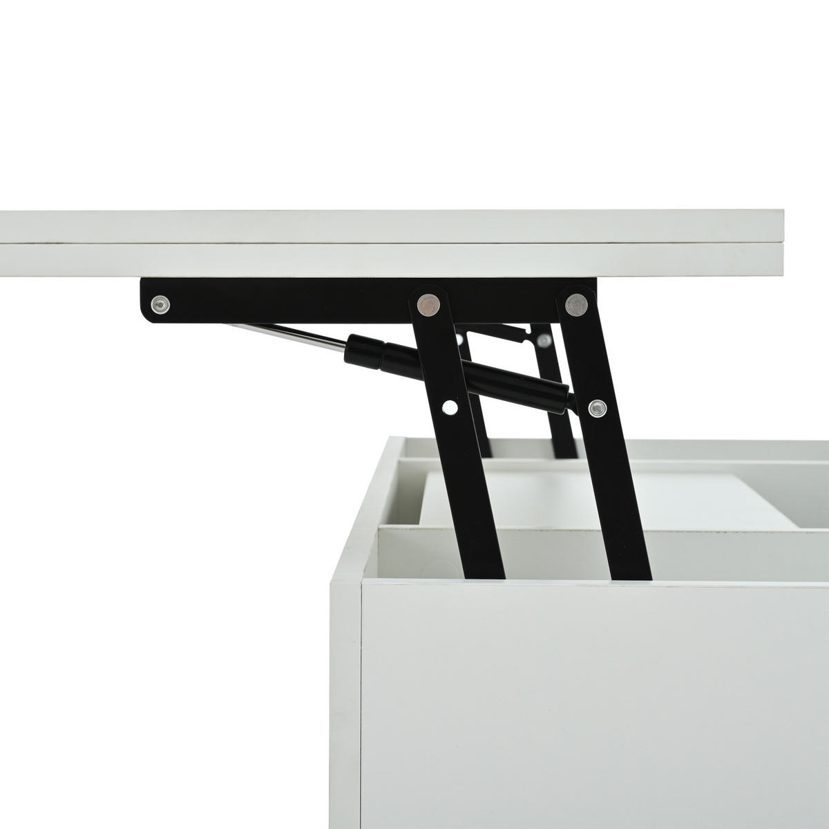 KONFERENČNÍ stolek 100/50/51,5 cm bílý z dřevotřísky se zdvihací deskou a LED - bílá, kompozitní dřevo (100/50/51.5cm) - OKWISH