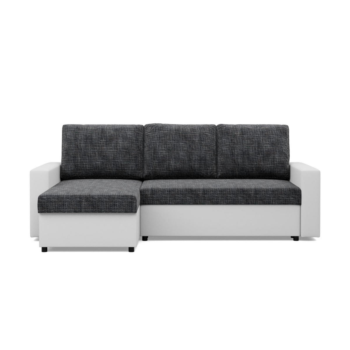 ECKSOFA MIT SCHLAFFUNKTION LUNA, Schwarz + Grau - Schwarz/Grau, Textil (231/140cm)