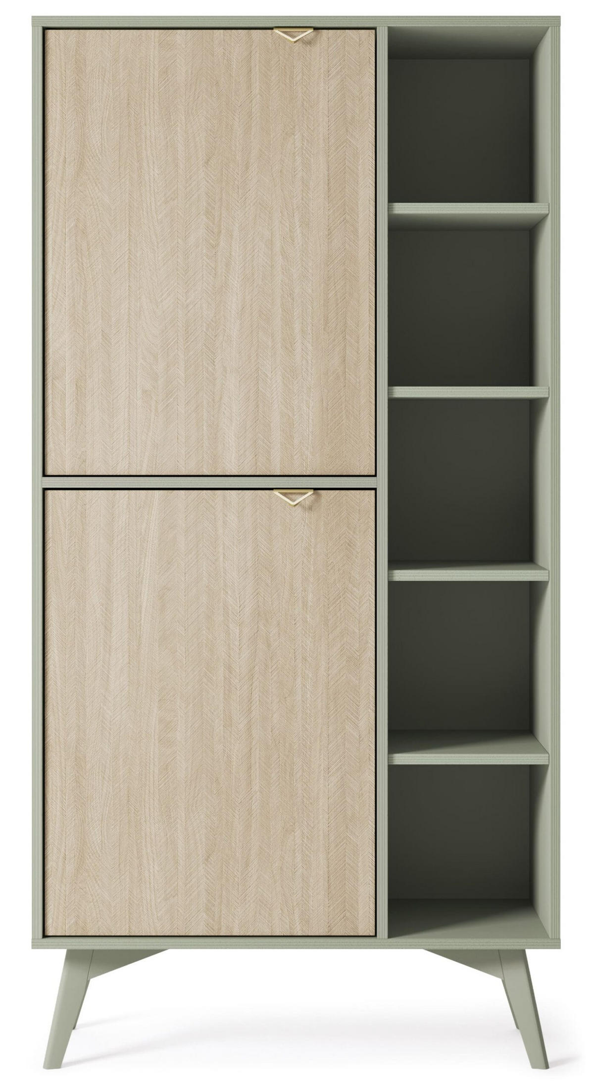 STANDREGAL - Abeto Grün Regal R80 - Eichefarben/Grün, Holz (80/160/38cm) - Möblo