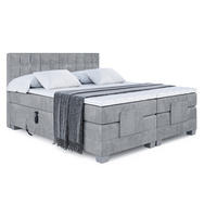 BOXSPRINGBETT elektrisch verstellbar mit 2 Matratzen H4/Taschenfederung OSTO EL 180 x 200 Hellgrau - Hellgrau, Holzwerkstoff (187/200cm) - ALTDECOR