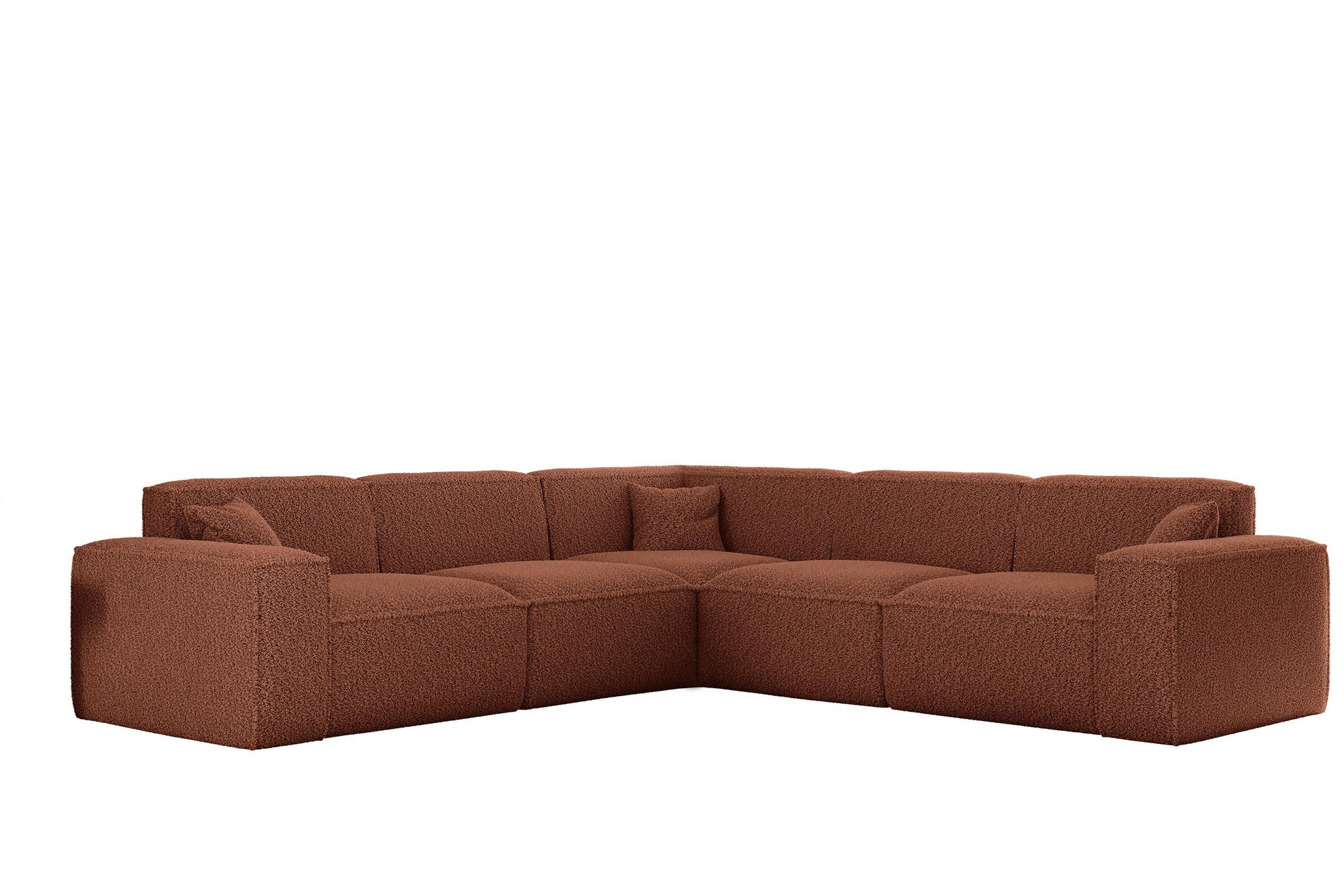 ECKSOFA Celes Premium In Sven - Rotbraun, Holzwerkstoff/Textil (246/246cm) - Fun Möbel
