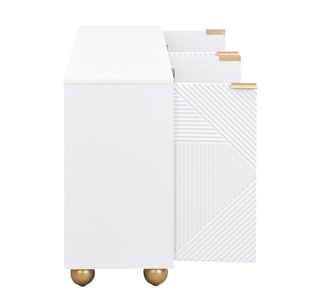 SIDEBOARD mit 4 Türen ca. 120 x 35 x 71,5 cm MDF Weiß - Weiß, Holzwerkstoff (120/71.5/35cm) - Meubliv