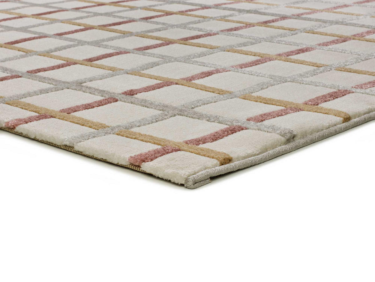 WEBTEPPICH mit geometrischem Muster Rosa Karisma 133/190 cm - Weiß/Grau, Naturmaterialien/Textil (133/190cm) - Atticgo
