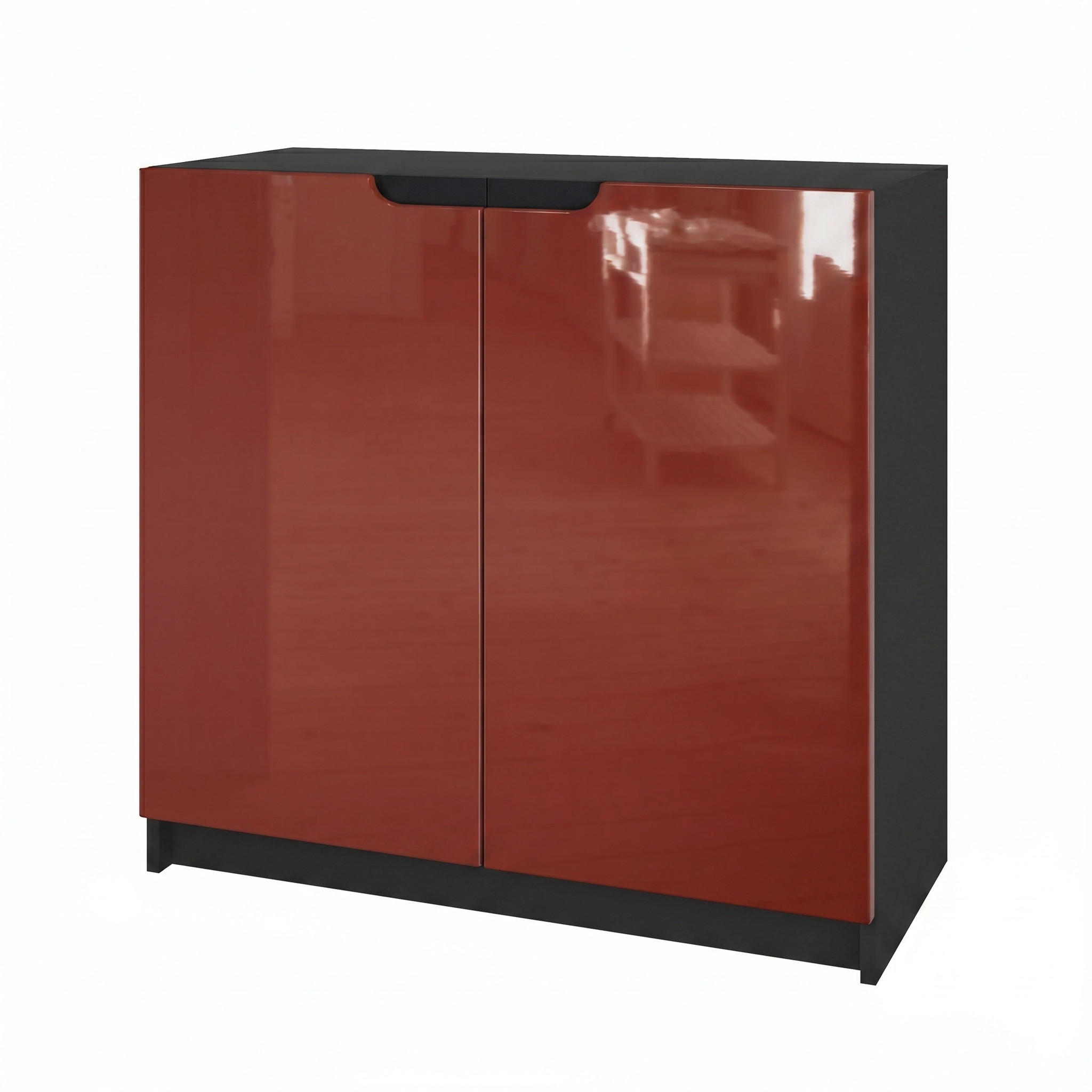 KOMMODE Logan Fronten in Bordeaux Hochglanz - Bordeaux, Holzwerkstoff (82/78/37cm) - Vladon