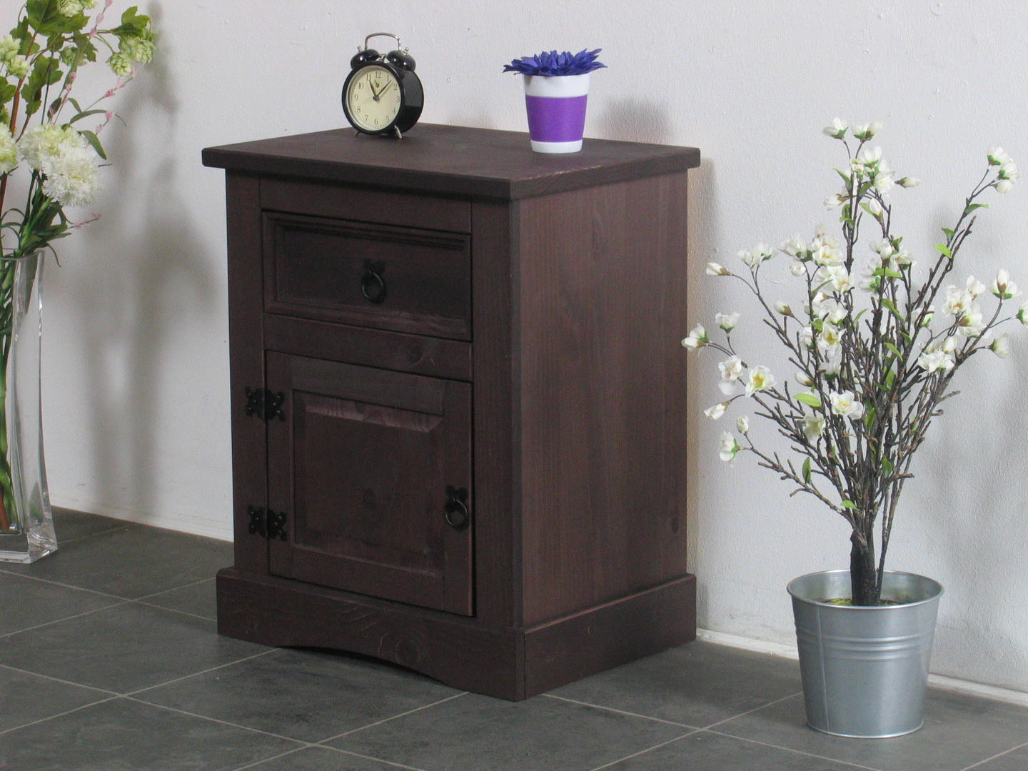 Thumbnail - ebuy24 Nachtschrank, Schwarz, Holz, Textil, 53x66x38 cm, Schlafzimmer, Nachttische