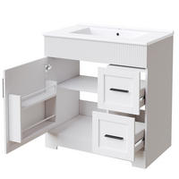 WASCHTISCHKOMBI 81,5x47x85,5cm Waschbeckenunterschrank-Set mit Keramikbecken und Schubladen - Weiß, Holzwerkstoff (30/30/80cm) - Raelunyi