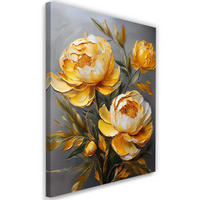 WANDBILD gelbe pfingstrose gemalte blume - Gelb, Textil (40/60cm) - Feeby