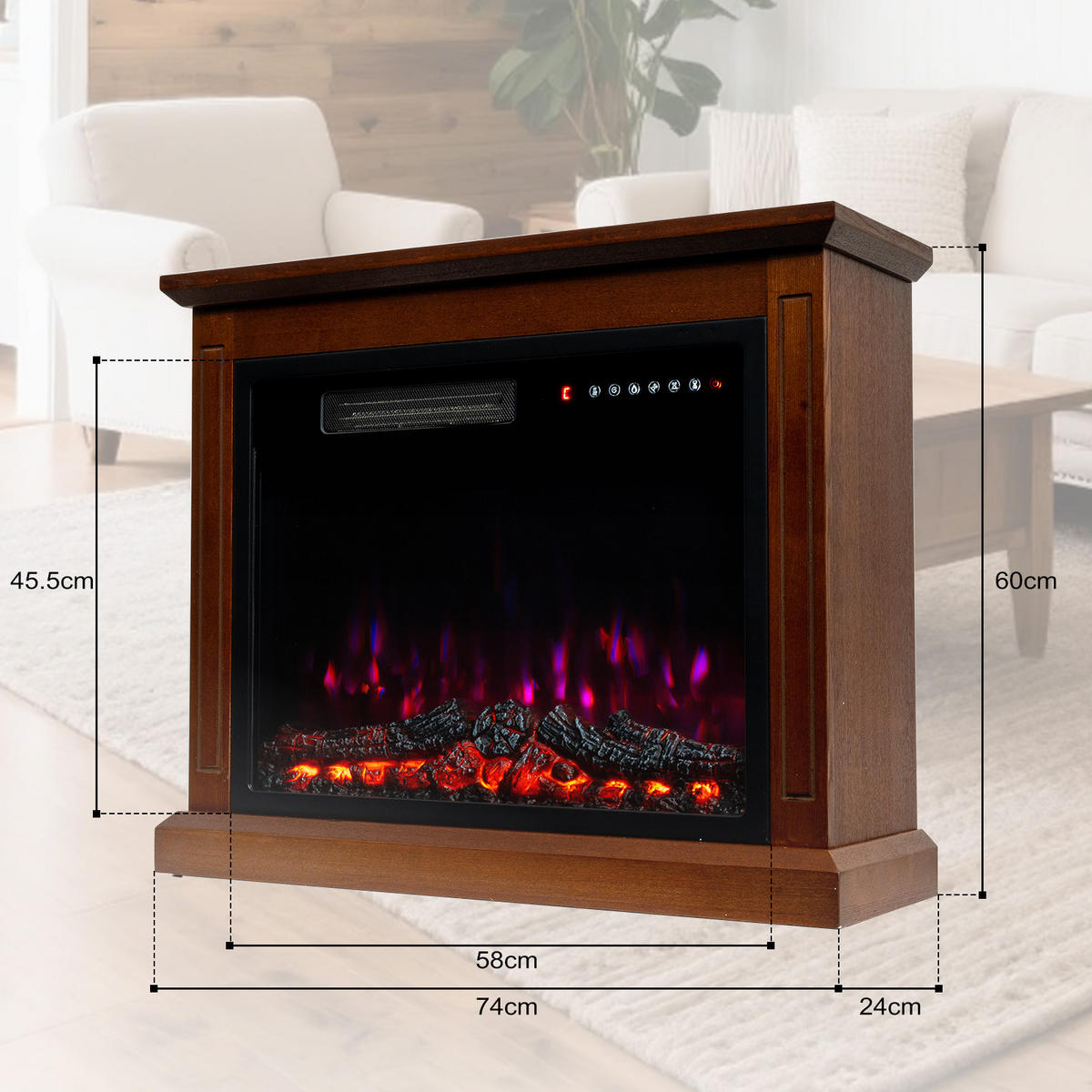 23" Elektrokamin mit Schrank - Braun, Metall (74/59.8/24cm)