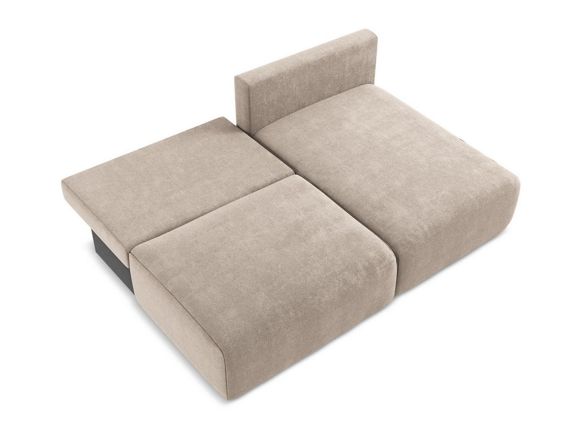 ECKSOFA mit Schlaffunktion rechts Chenille Stoff Beige - Beige/Schwarz, Kunststoff/Textil (210/149cm) - Makamii