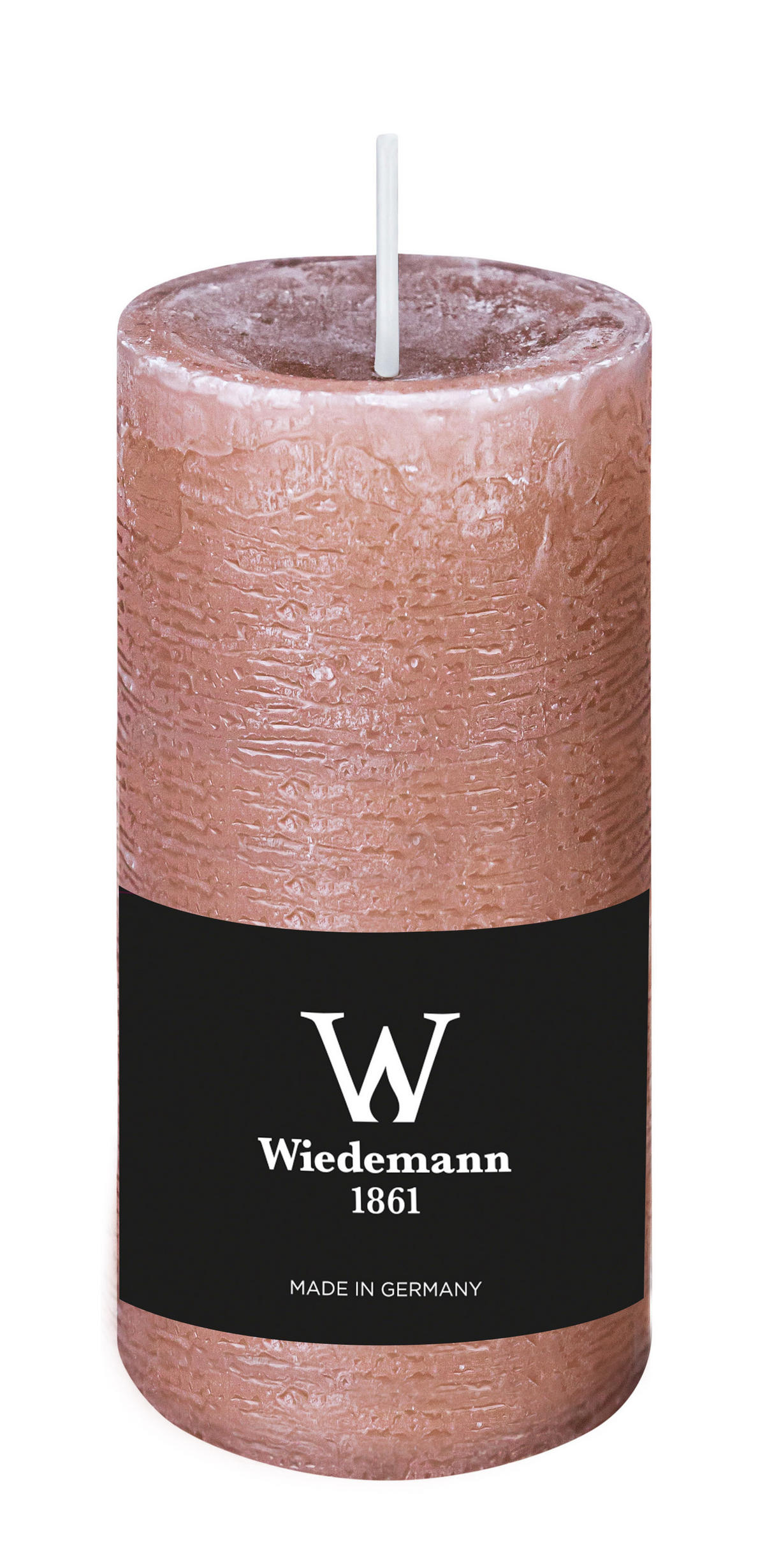 STUMPENKERZE Rustik Marble Style Rosenholz 120 x Ø 58 mm, 1 Stück - Rosa, Paraffin (12cm) - Wiedemann Kerzen