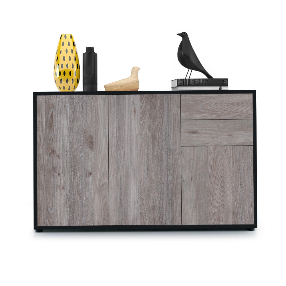 KOMMODE Ben Front in Eiche Nordic - Silbereichenfarben, Holzwerkstoff (117/74/36cm) - Vladon