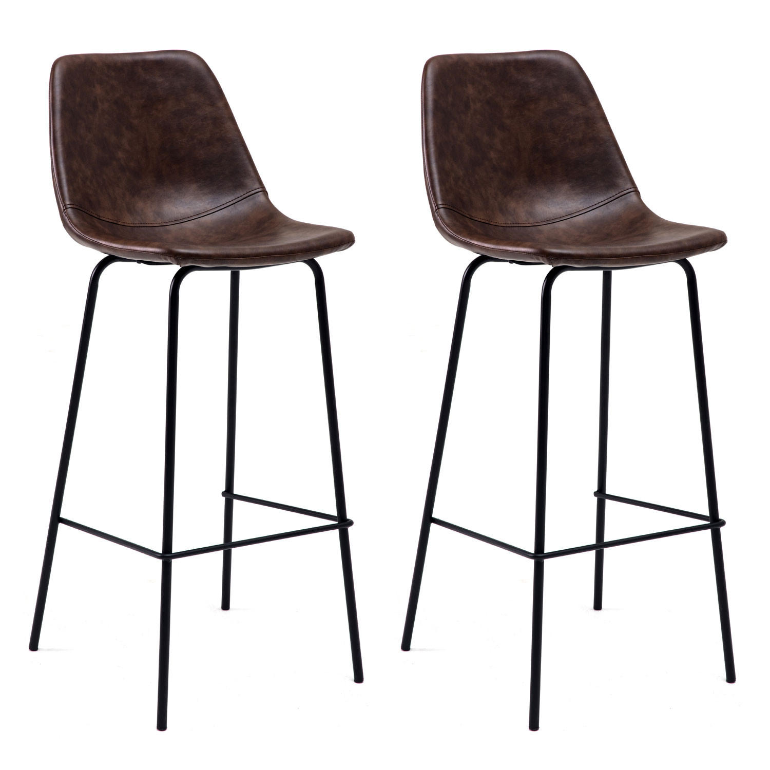 BARHOCKER Lucien Braun Sitzhöhe 75cm 2er-Set - Braun, Kunststoff (43/104/49cm) - Happy Garden