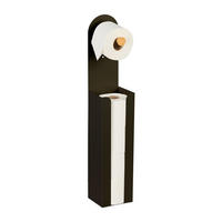 TOILETTENPAPIERHALTER - Schwarz, Holz/Metall (12/66/11cm) - Relaxdays