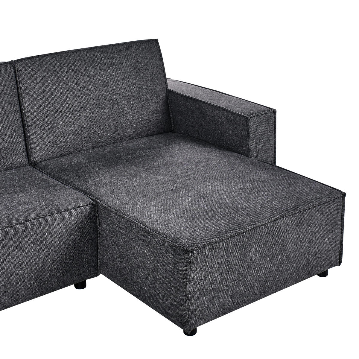 ECKSCHLAFSOFA 3-Sitzer Stoff Graphitgrau linksseitig Romedal Ii - Graphitfarben, Textil (290/173cm) - Beliani