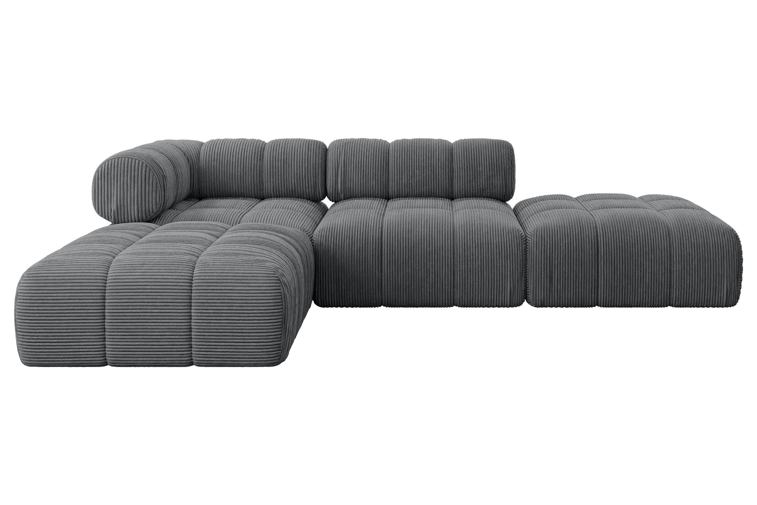 ECKSOFA modulares Sofa Kerru-L1 - 285x190x70 cm Dunkelgrau Cord - Dunkelgrau, Holzwerkstoff/Textil (285/190cm) - ALTDECOR