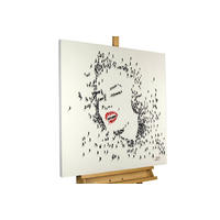 ÖLGEMÄLDE 80/80 cm - Schwarz/Weiß, Holz/Textil (1.6/80cm) - KUNSTLOFT