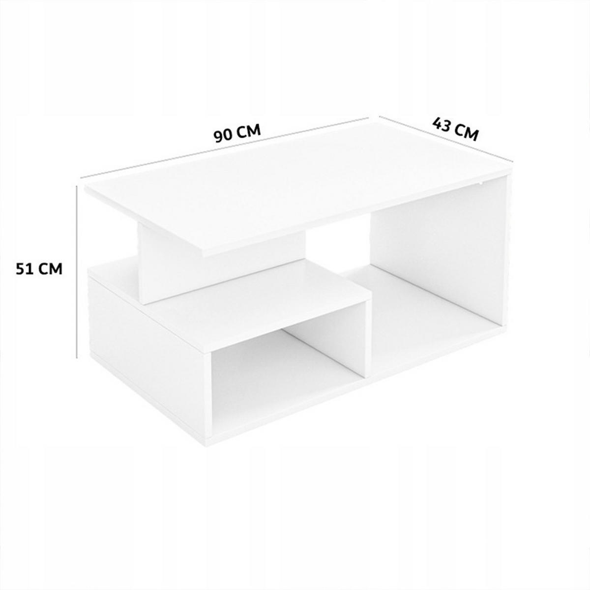 COUCHTISCH, weiß 90/43/51 cm - Weiß, Holzwerkstoff (43/90/51cm)