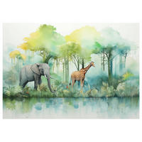 FOTOTAPETE Kinderzimmer Dschungel Vliestapete Tapete 350x250 - Multicolor, Papier (350/250cm) - Wallarena