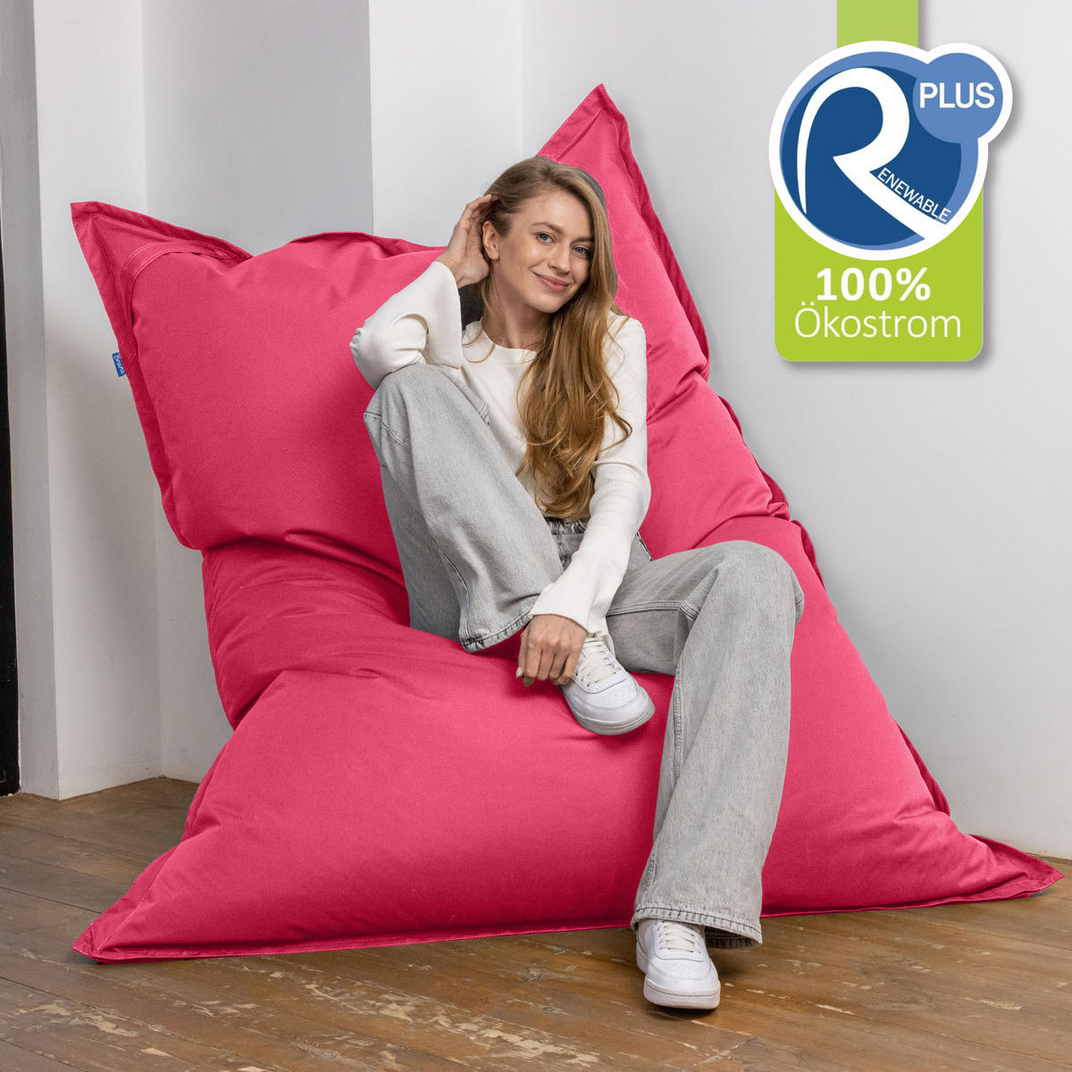 SITZSACK XXL Caree pink, 140x180cm groß für Outdoor - Pink, Textil (180/140/30cm) - Bruni