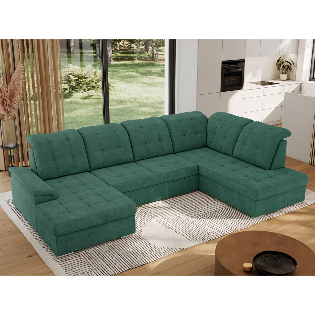 Thumbnail - MKS Wohnlandschaft, Grün, Textil, 6-Sitzer, U-Form, 323x89x204 cm, Oeko-Tex®, Wohnzimmer, Sofas & Couches, Wohnlandschaf...