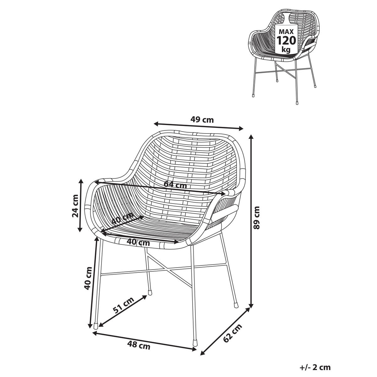 RATANOVÁ ŽIDLE Ratan Béžová Canora - béžová, kov/přírodní materiály (64/89/62cm) - Beliani