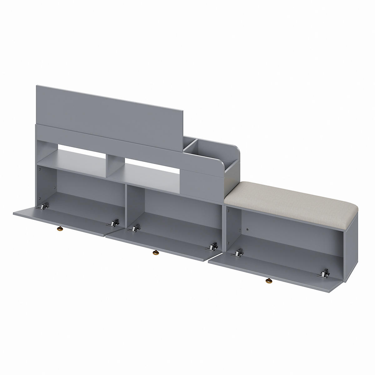 HOLZBETT 140x200 Stauraum Schubladen Nachttisch Grau - Grau, Holzwerkstoff - FLIEKS