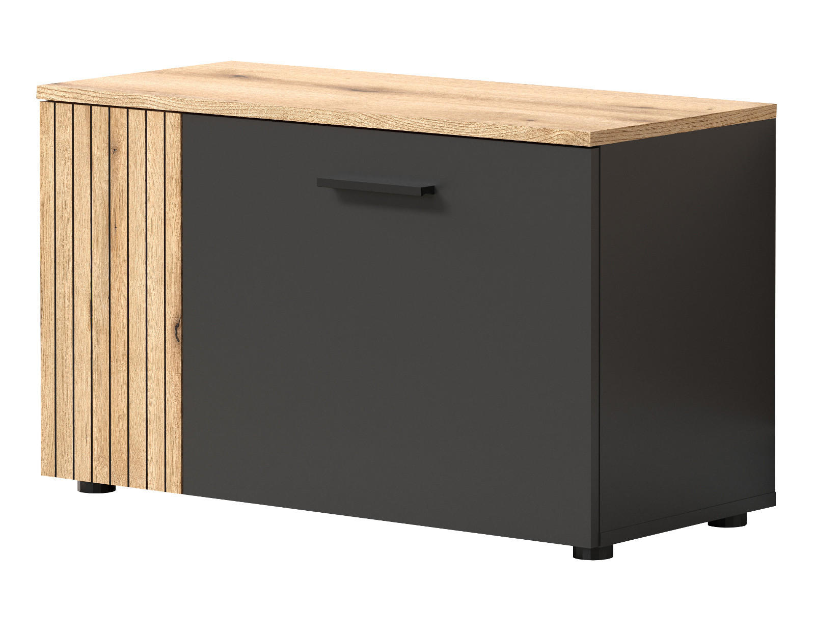 Top.Furn Garderobenbank Eiche, Grau, Anthrazit 80x48x36 cm