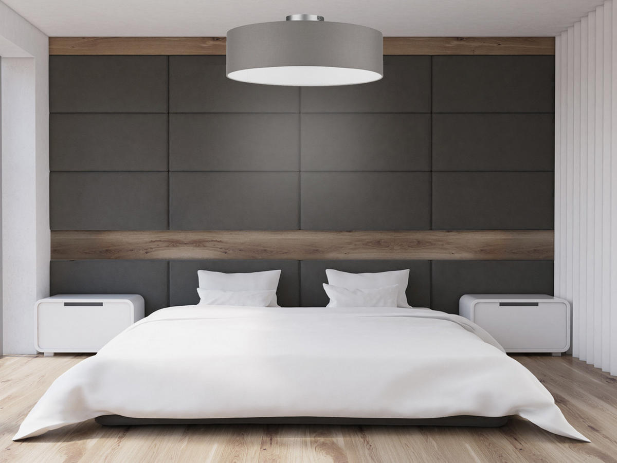 DECKENLAMPE Ø40cm, Lampenschirm Stoff Braun-Grau - Braun/Grau, Textil (40/40/19cm) - meineWunschleuchte