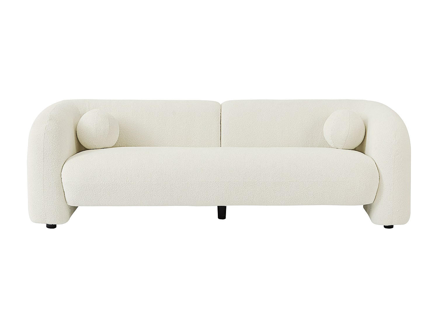 SOFA - 3 Personen - stoff - elfenbeinfarben Ovotas - Weiß, Holz/Textil (226/68/86cm) - Vente-Unique