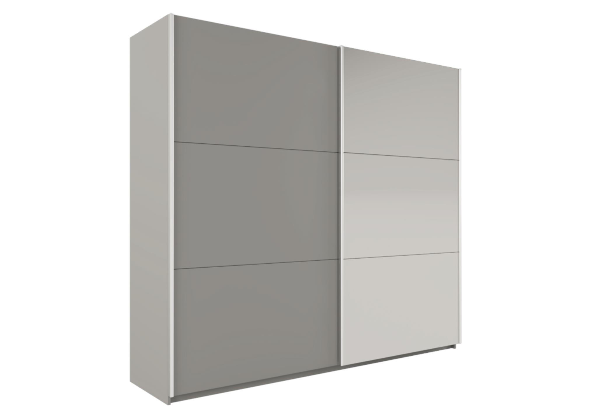 KLEIDERSCHRANK Govi 225 Platin, zweitüriger Schiebeschrank mit Spiegel - Platinfarben, Holzwerkstoff (225/215/65cm) - Bettso