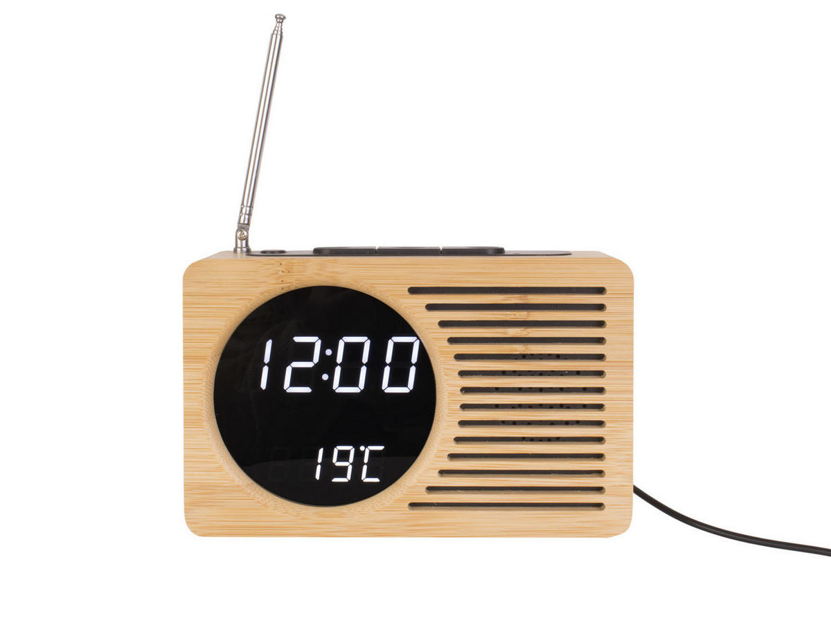 WECKER Retro Radio 7/16/10 cm - Naturfarben, Naturmaterialien (16/10/7cm) - Karlsson