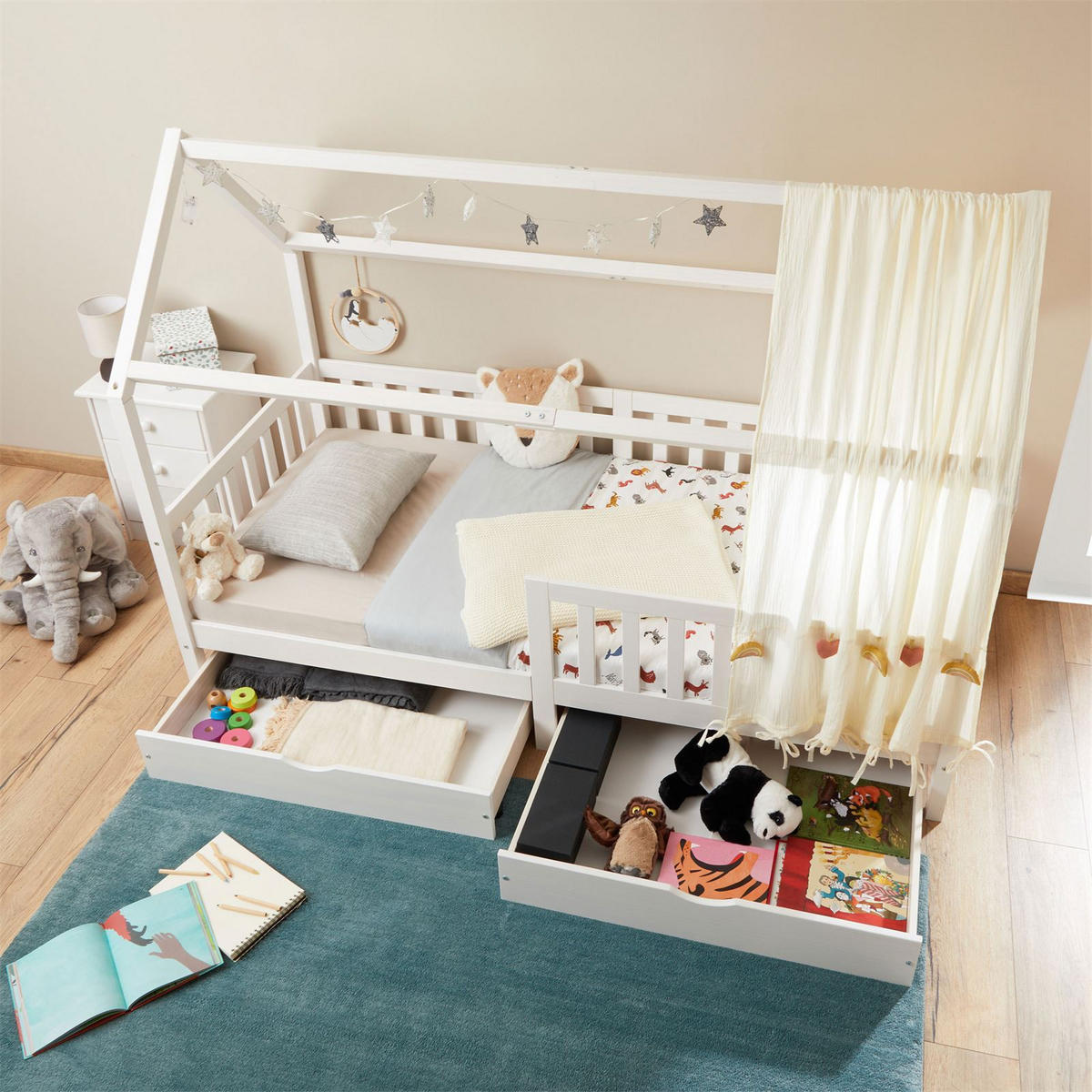HAUSBETT NUNA 90X200 CM - Weiß, Holz (96/145/207cm) - IDIMEX