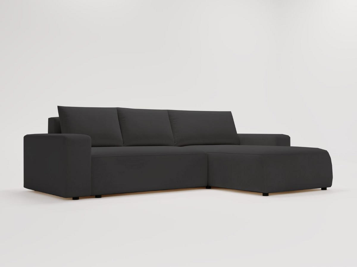ECKSOFA Tazones Schwarz Rechts - Schwarz, Holz/Kunststoff (250/165cm) - Graingold