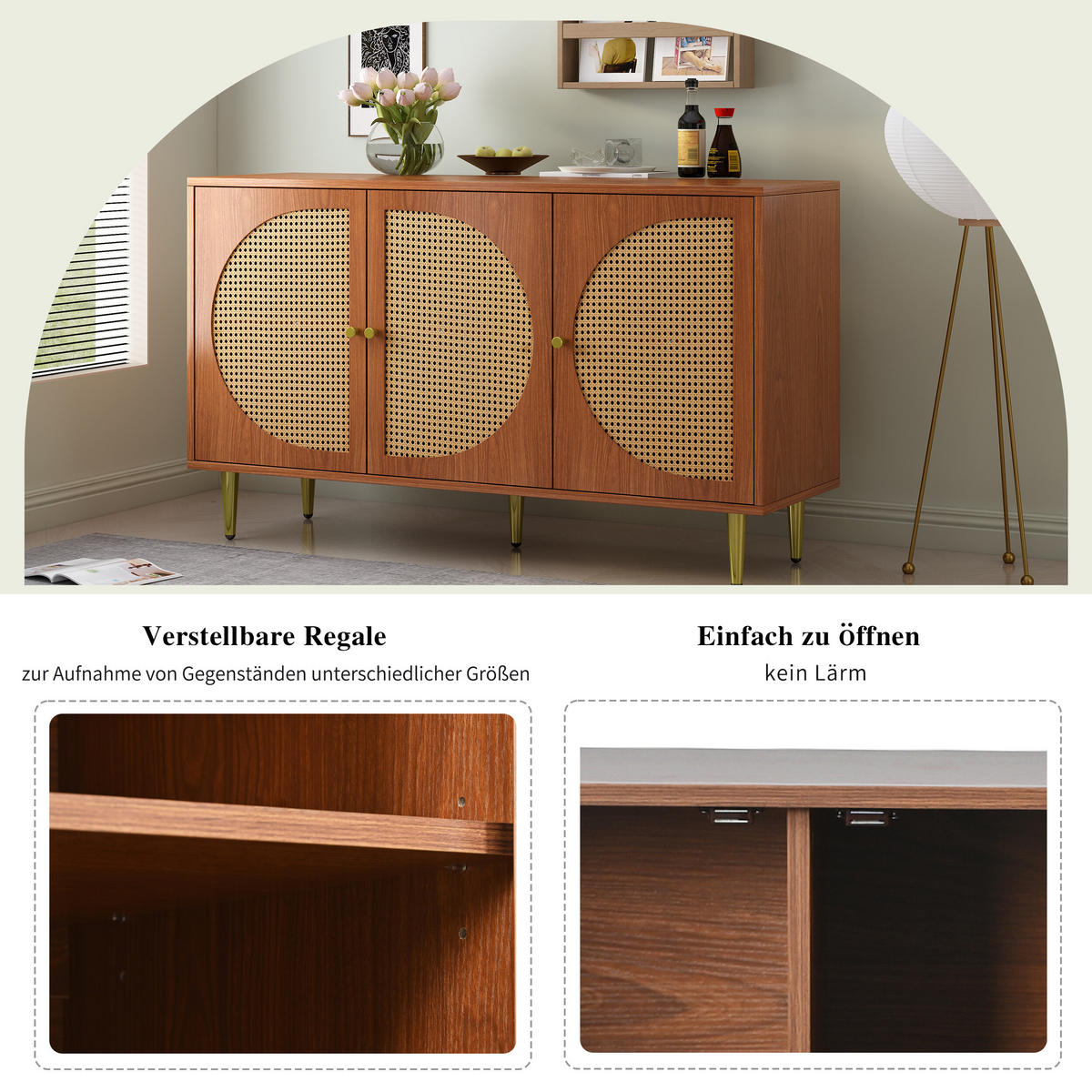 SIDEBOARD Braun 129.8/40/76 cm - Braun, Holzwerkstoff (40/76/129.8cm) - Urban Meuble